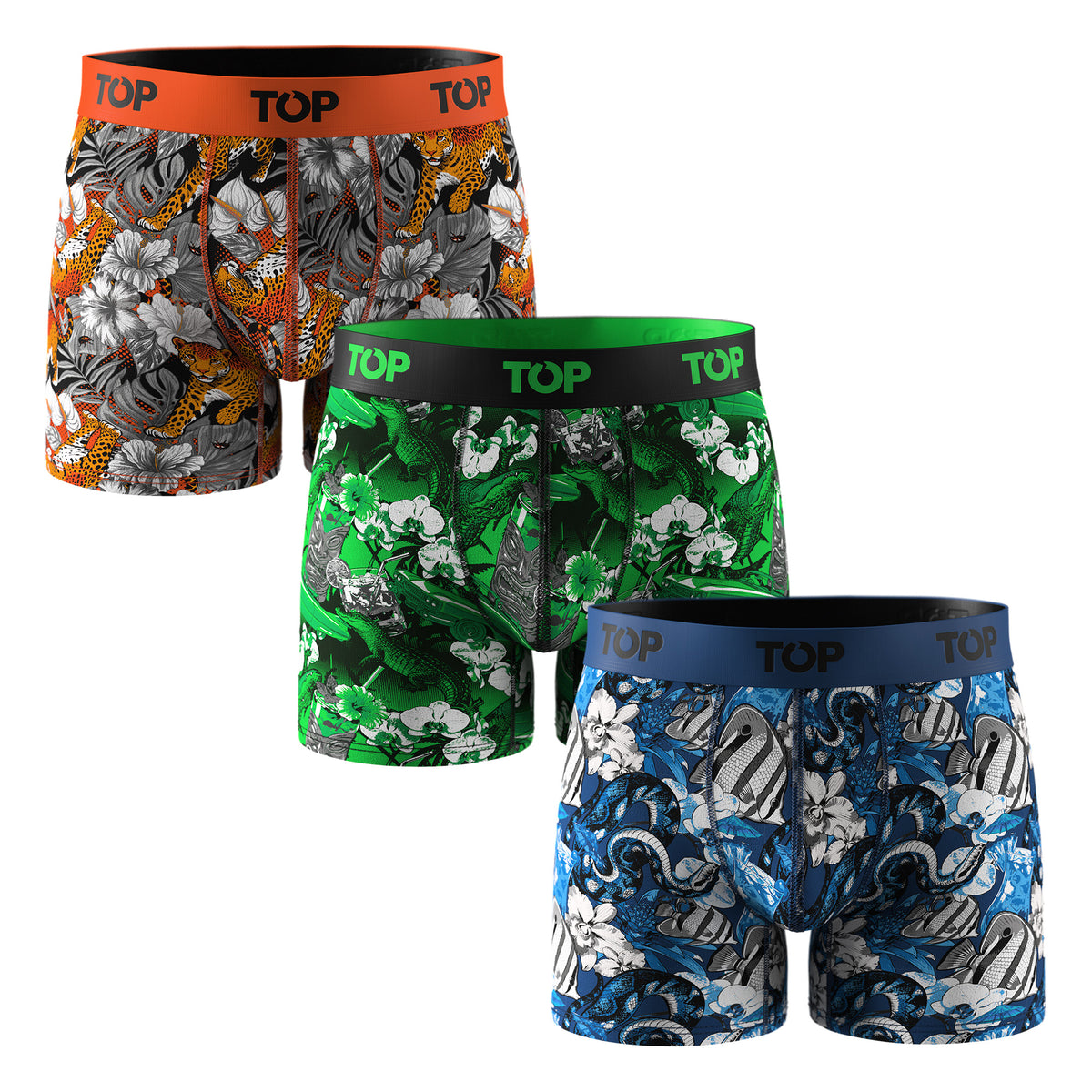 Bóxer Medio Hombre Algodón Pack 3 Tropical C3