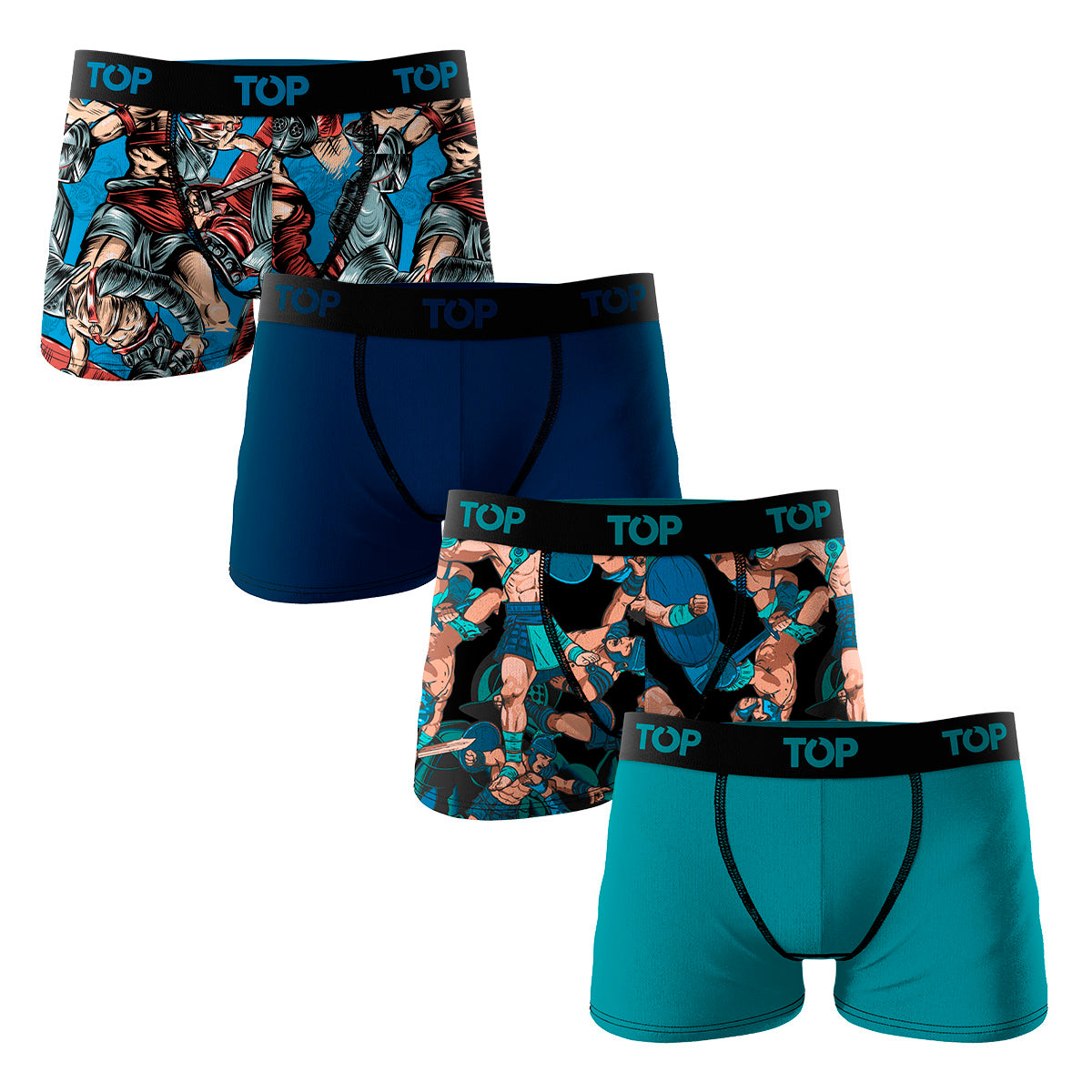 Bóxer Medio Niño Algodón Pack 4 Guerreros - Gladiadores C4
