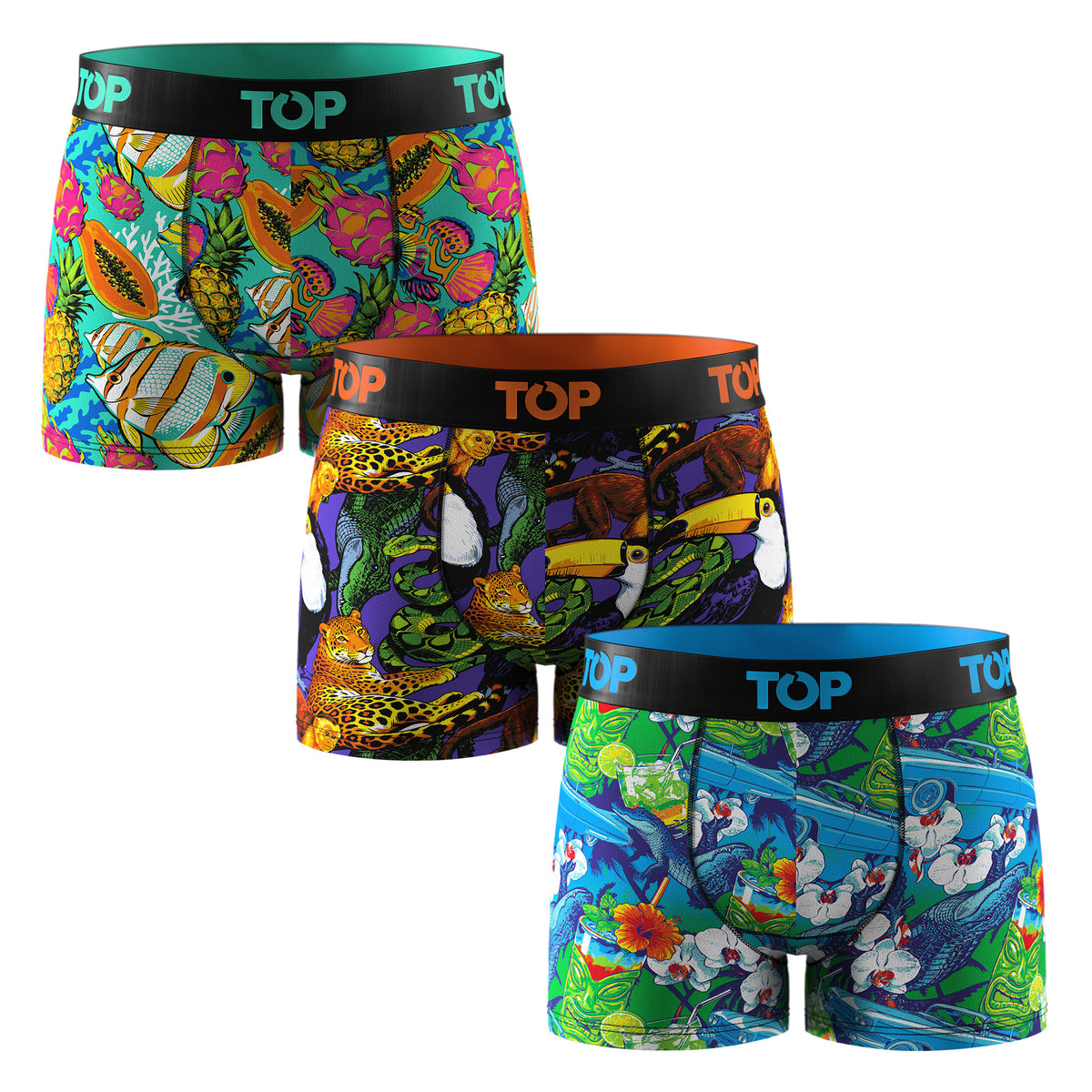 Bóxer Medio Niño Algodón Pack 3 Tropical C1