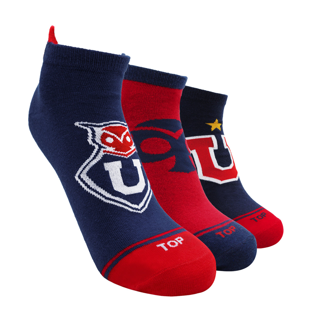 Calcetines Tobilleros Algodón Pack 3 Universidad de Chile C2