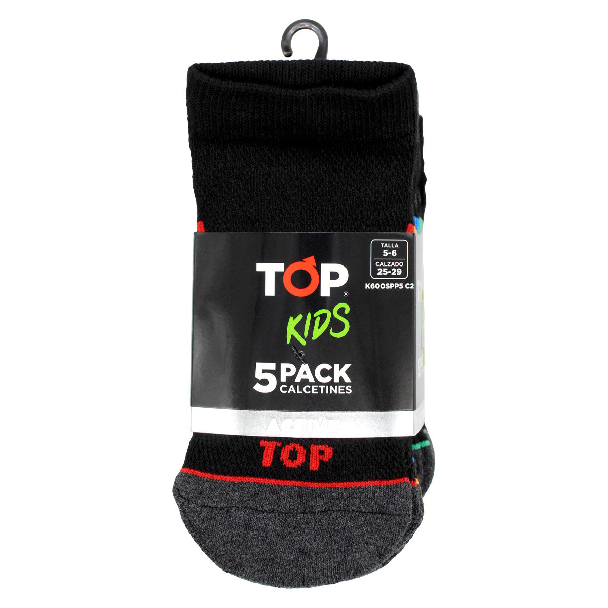 Calcetines Niño Deportivos Tobilleros Negros Pack 5 C2