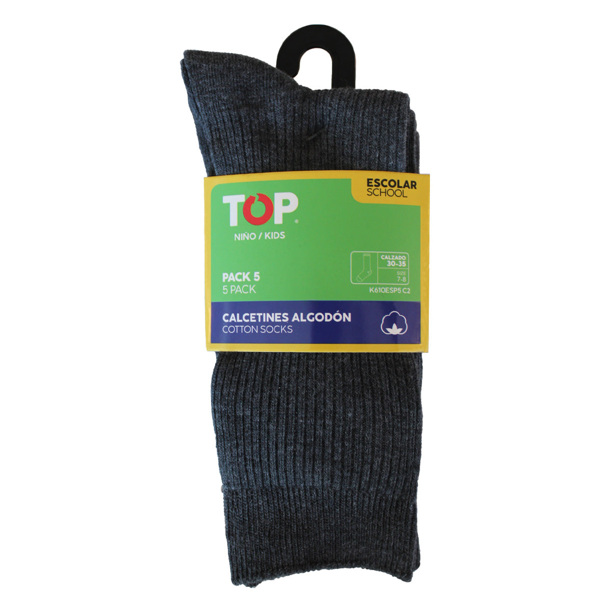 Calcetines Largos Algodón Niños Pack 5 Escolar C2