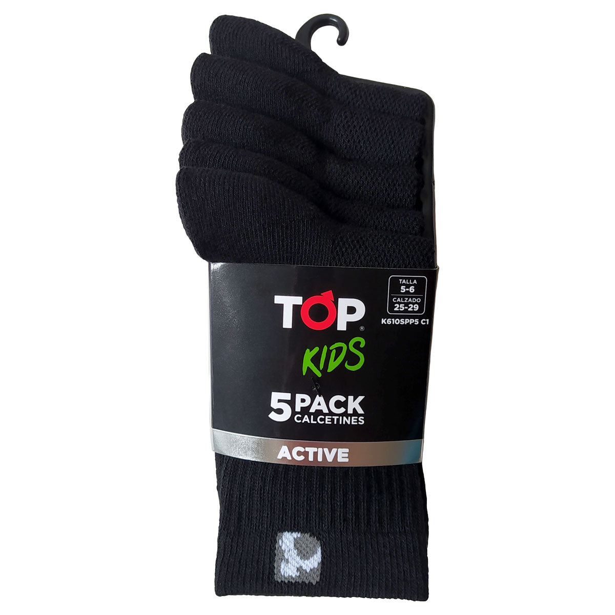 Calcetines Niño Deportivos Largos Negros Pack 5 C1