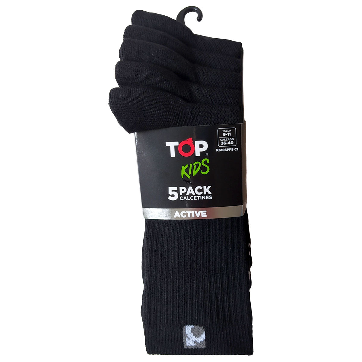 Calcetines Niño Deportivos Largos Negros Pack 5 C1