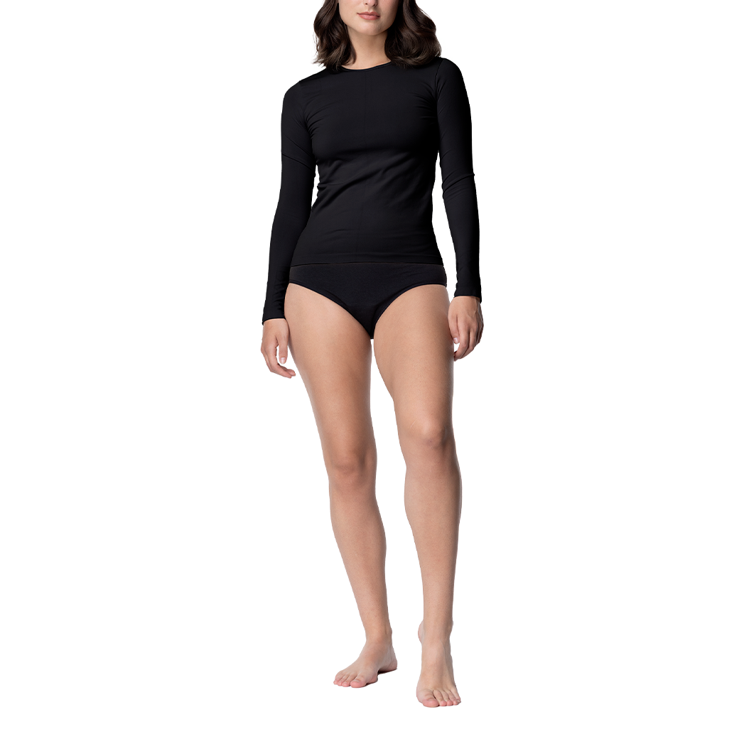 Camiseta Manga Larga Microfibra Mujer C1 Cuello Redondo
