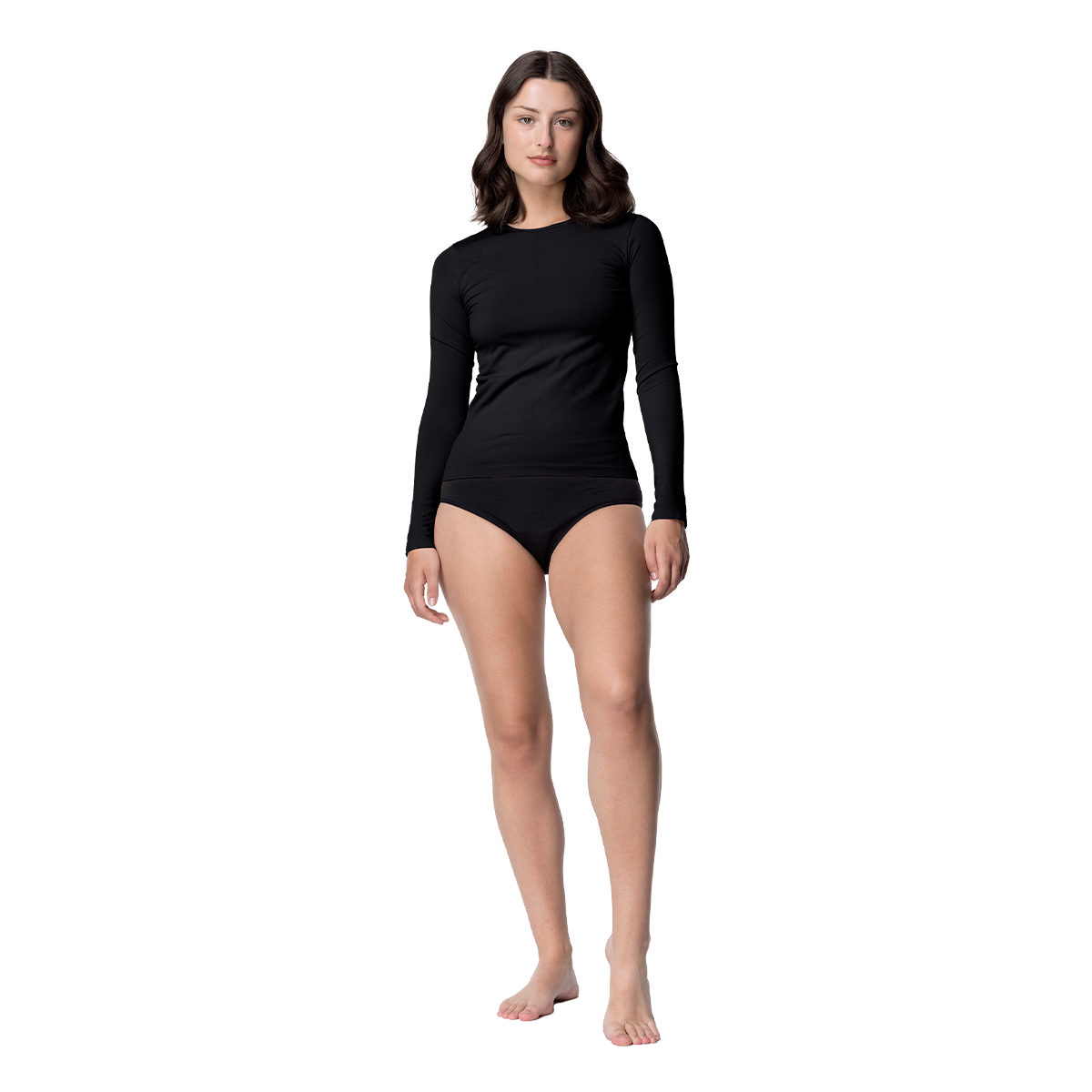 Camiseta Manga Larga Microfibra Mujer C1 Cuello Redondo
