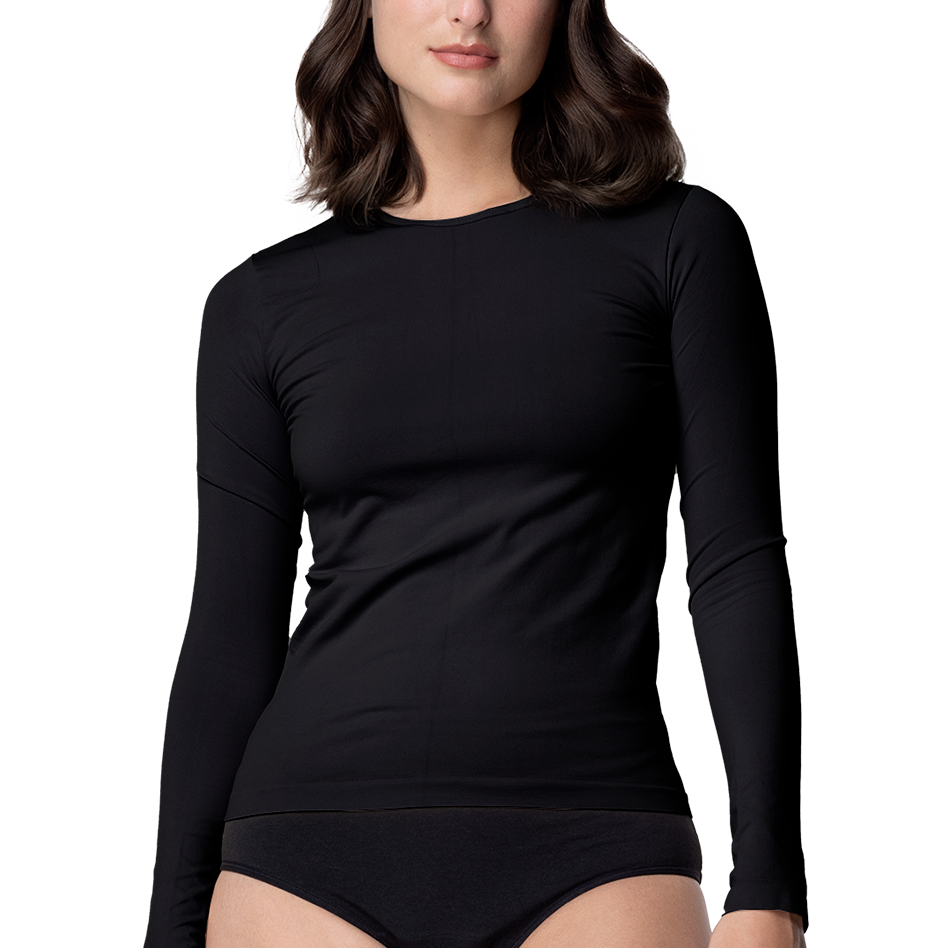 Camiseta Manga Larga Microfibra Mujer C1 Cuello Redondo