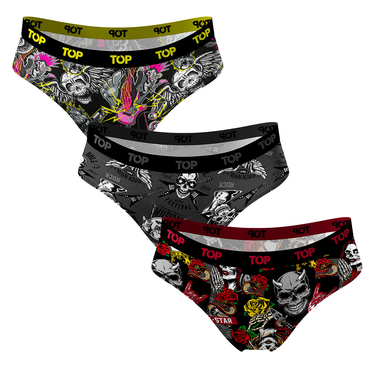 Calzón Bikini Algodón Pack 3 Icónicos - Rock C1
