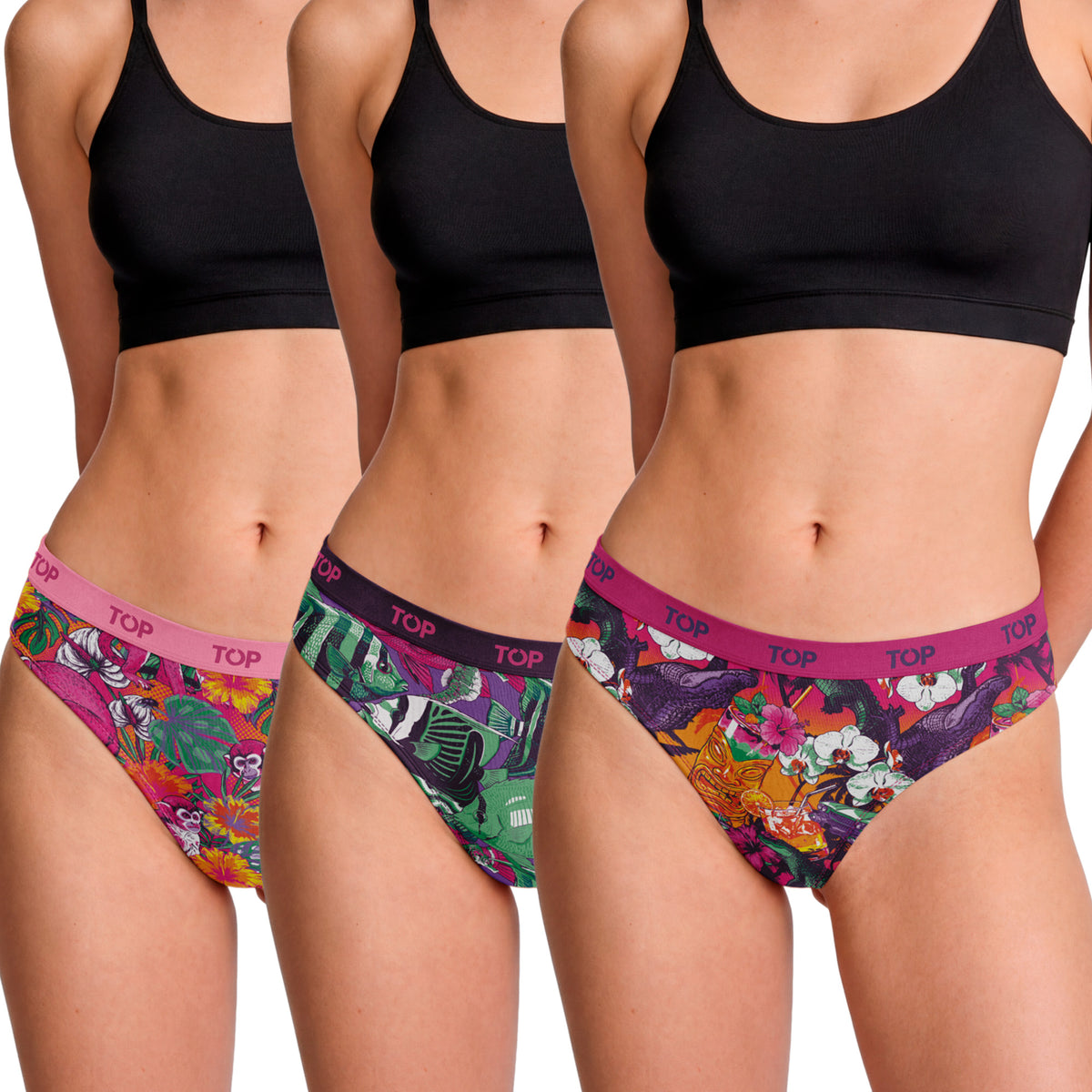 Calzón Bikini Algodón Pack 3 Colección Tropical C2