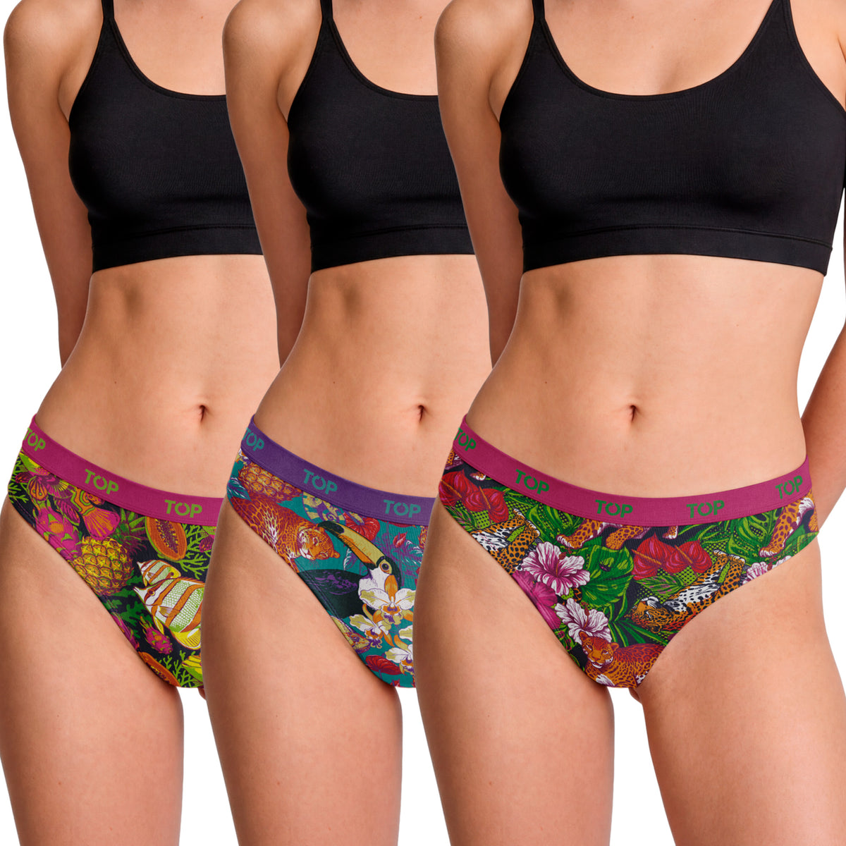 Calzón Bikini Algodón Pack 3 Colección Tropical C3