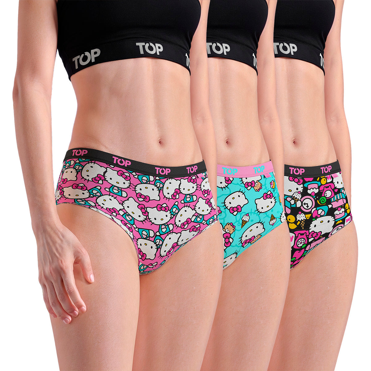 Calzón Pantaletas Algodón Con Elástico Pack 3 Hello Kitty C1