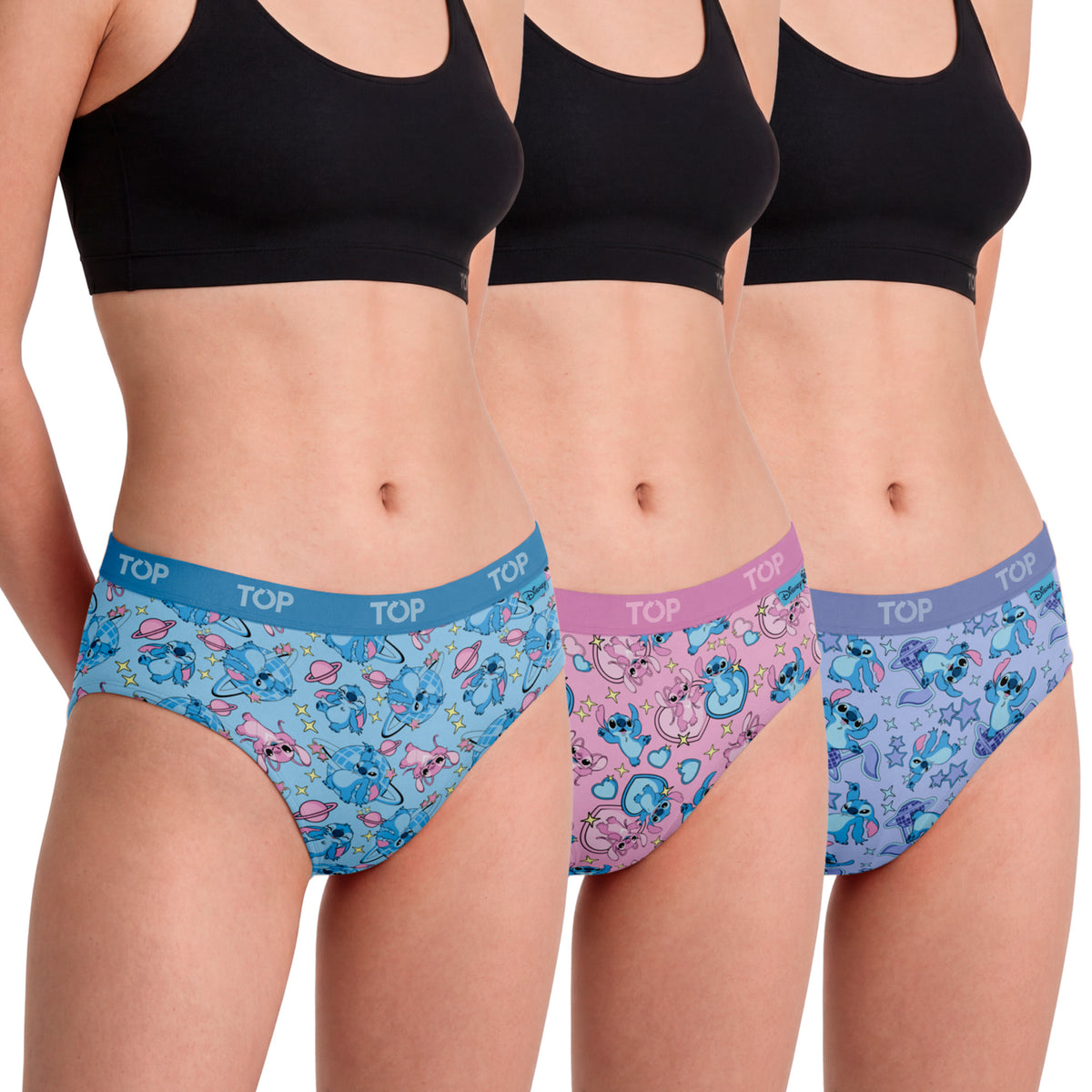 Calzón Pantaletas Algodón Con Elástico Pack 3 Stitch C5