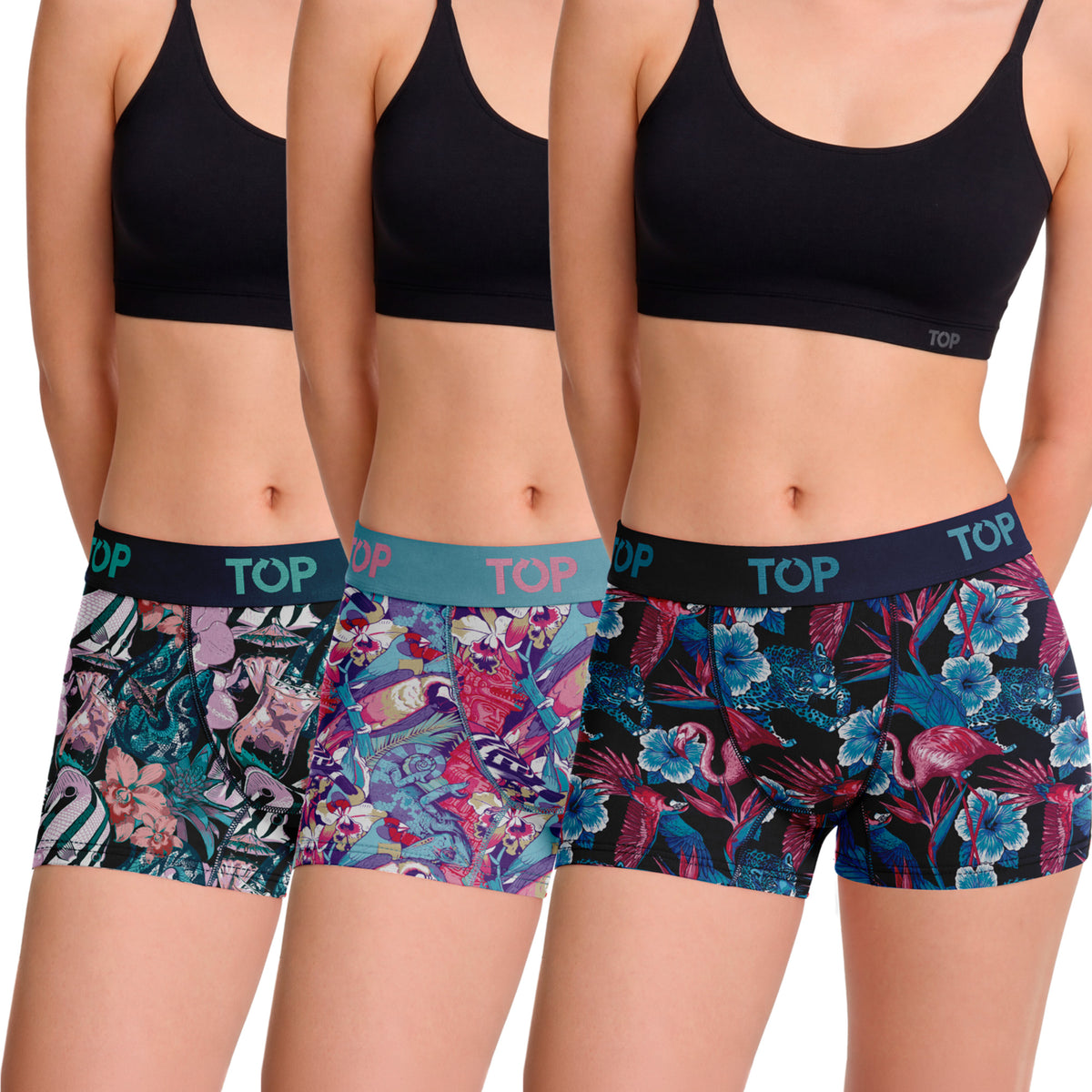 Bóxer Corto MUJER Algodón Pack 3 Colección Tropical C1