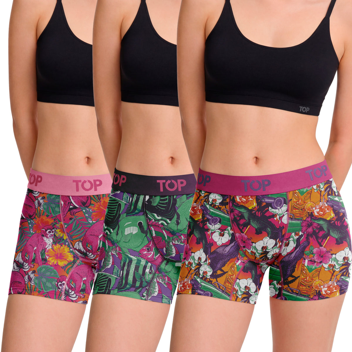 Bóxer Medio MUJER Algodón Pack 3 Colección Tropical C2