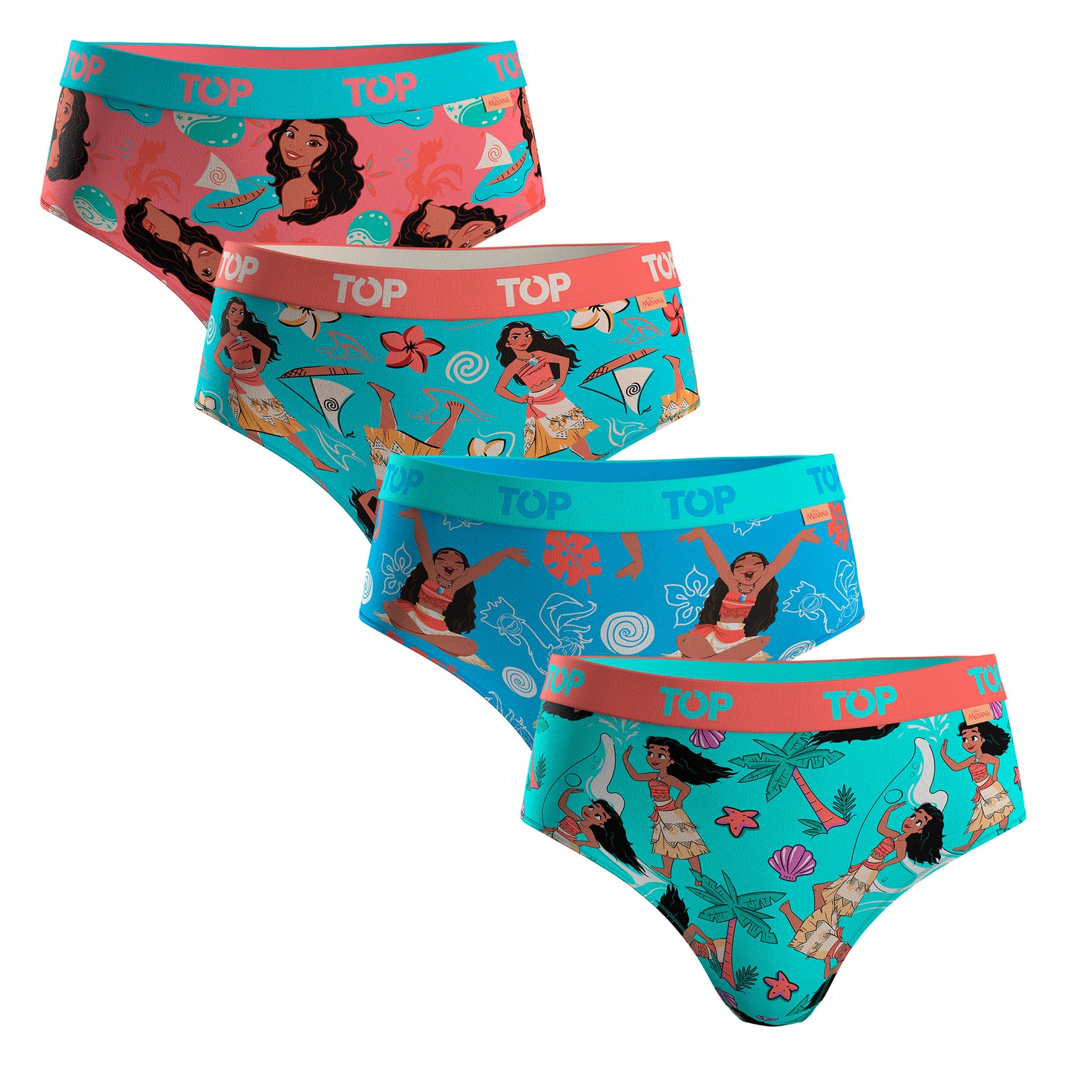 Calzón Pantaletas NIÑA Algodón Pack 4 Moana C2