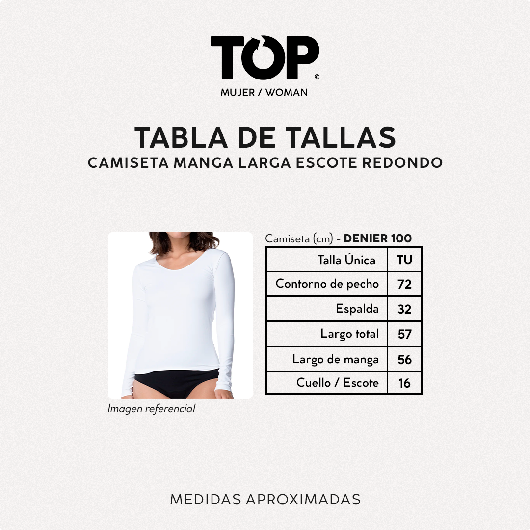 Camiseta Microfibra Manga Larga Mujer C1 Escote Redondo