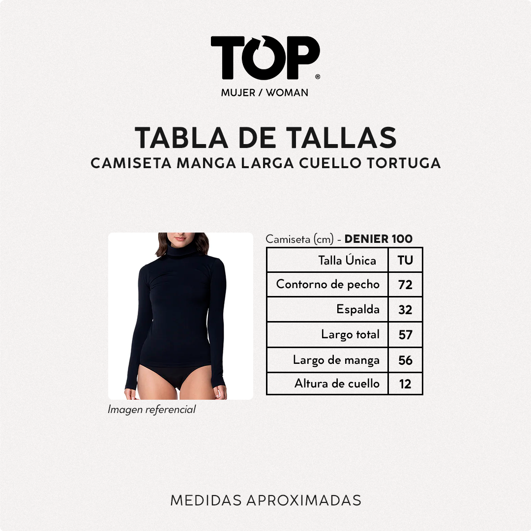 Camiseta Mujer Manga Larga Microfibra Cuello Tortuga